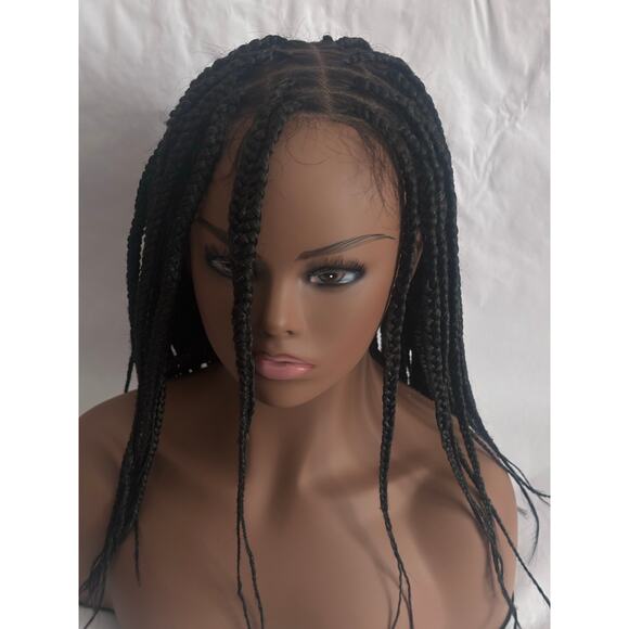 Full Lace Knotless Box Braided Wig color 280 Black w/ Gray - Picture 14 of 14